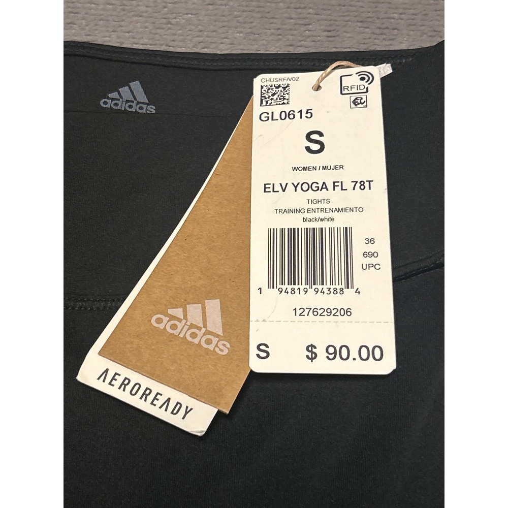 Adidas Aeroready Climalite 7/8 Yoga Training Tights Black White GL0615 Womens S - Picture 2 of 7